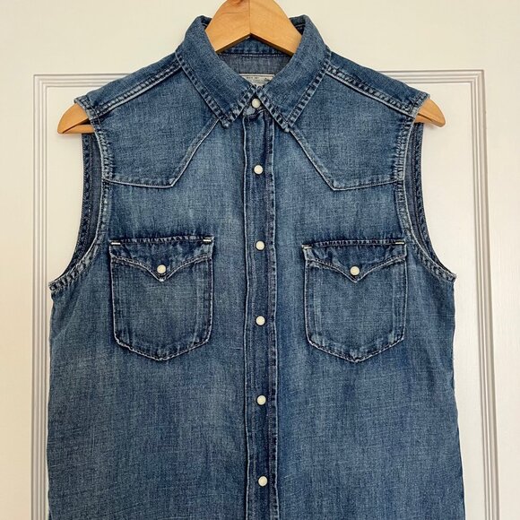Vintage Polo Ralph Lauren Cotton Linen Sleeveless Denim Dress | Size 6 - Picture 3 of 7